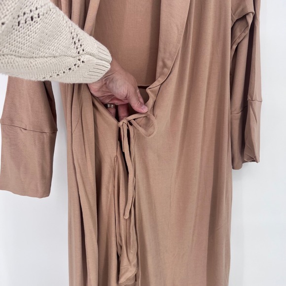 Goumi Women's Soft Bamboo Organic‎ Cotton Robe XS/S Brown NWT - Picture 4 of 11